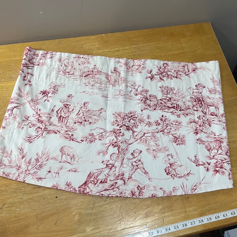 Vtg Country Curtains Red White Toile Valance French Country Pastoral 52x19 USA